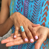 AAA Larimar Adjustable Rectangle Ring in 925 Sterling Silver
