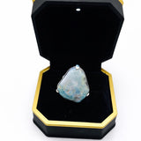 Rough Larimar Ring – 925 Sterling Silver Dominican Stone Jewelry