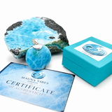 Colgante de larimar redondo – Patrón fractal de 100g, Plata de ley 925