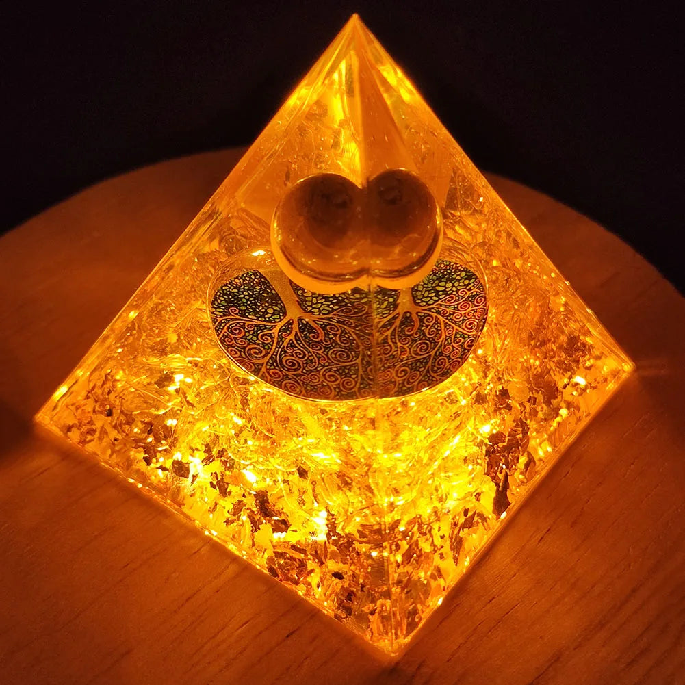 Pirámide de energía de orgonita con piedras preciosas naturales: sanación con cristales, herramienta para chakras, protección de cobre, antirradiación y CEM. El regalo espiritual perfecto.