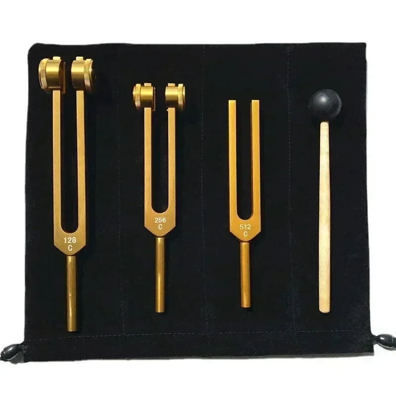 Juego de 3 diapasones de aluminio de 128 Hz, 256 Hz y 512 Hz para reiki, yoga, meditación y sanación sonora.