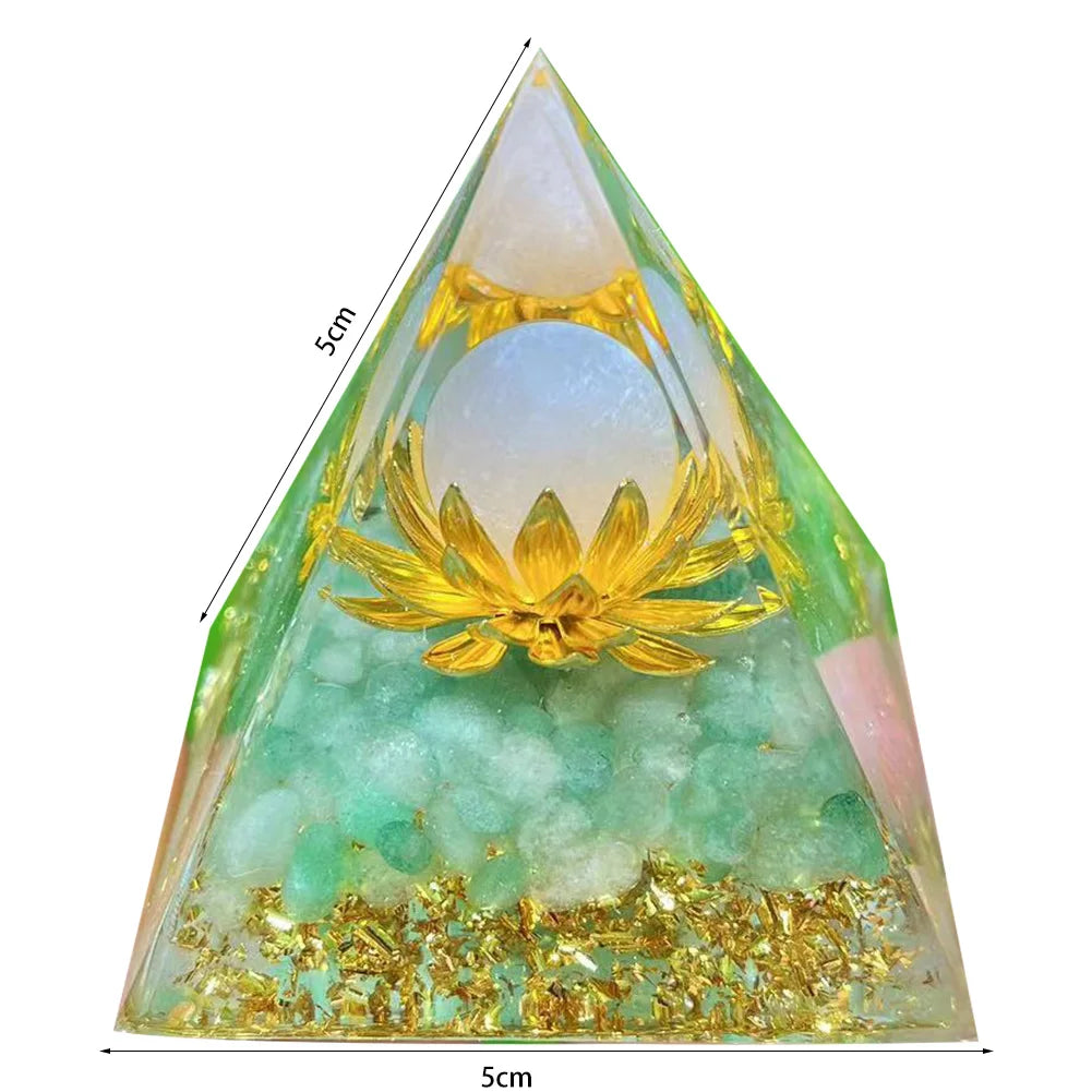 Pirámide de energía de orgonita con piedras preciosas naturales: sanación con cristales, herramienta para chakras, protección de cobre, antirradiación y CEM. El regalo espiritual perfecto.