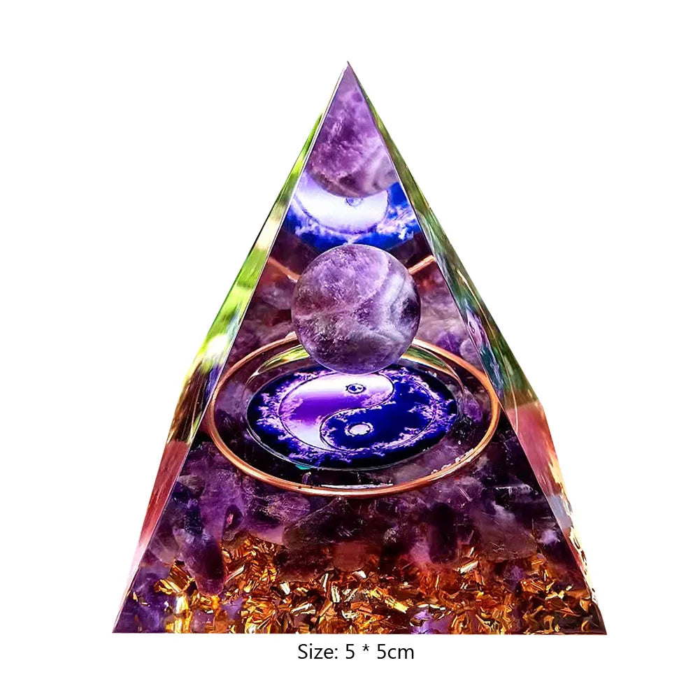 Pirámide de energía de orgonita con piedras preciosas naturales: sanación con cristales, herramienta para chakras, protección de cobre, antirradiación y CEM. El regalo espiritual perfecto.