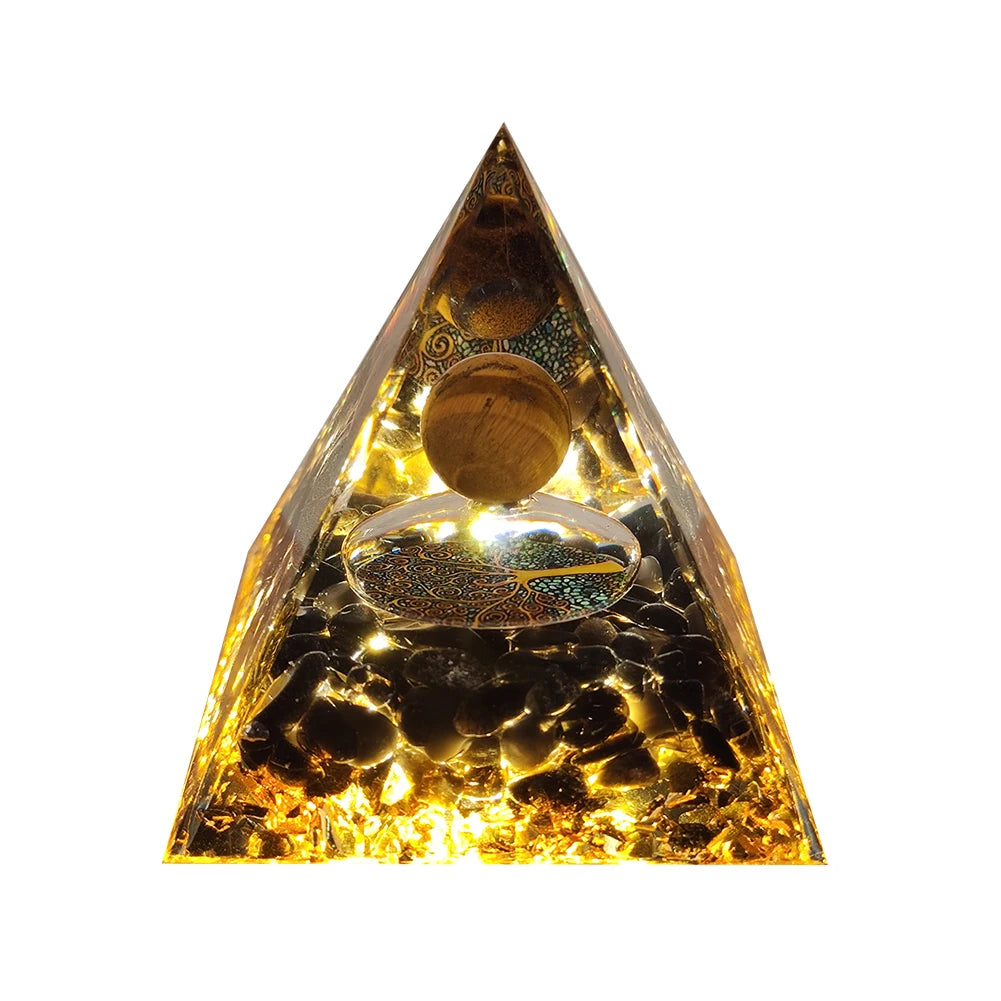 Pirámide de energía de orgonita con piedras preciosas naturales: sanación con cristales, herramienta para chakras, protección de cobre, antirradiación y CEM. El regalo espiritual perfecto.