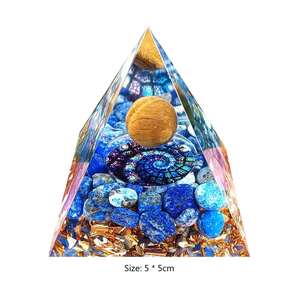 Pirámide de energía de orgonita con piedras preciosas naturales: sanación con cristales, herramienta para chakras, protección de cobre, antirradiación y CEM. El regalo espiritual perfecto.
