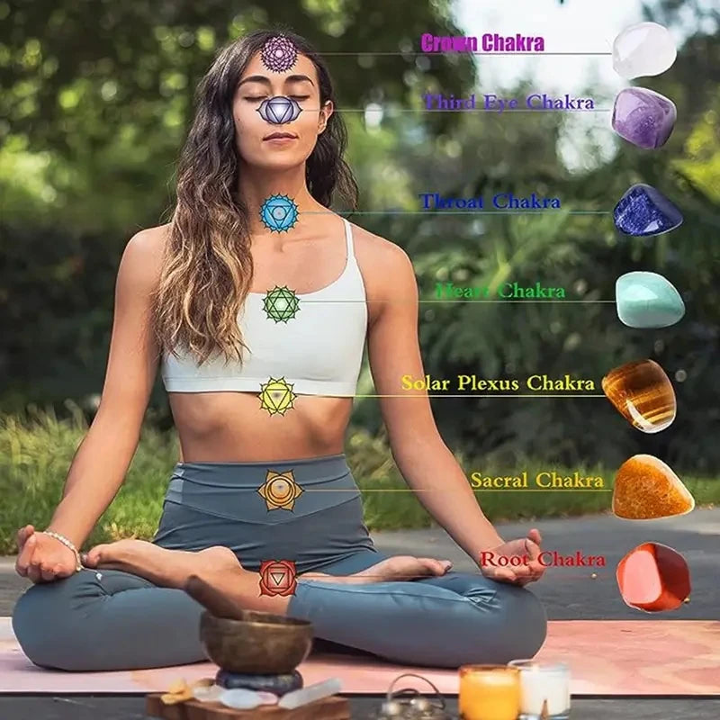 Kit de cristales de los 7 chakras: collares y piedras para meditación, sanación y geometría sagrada