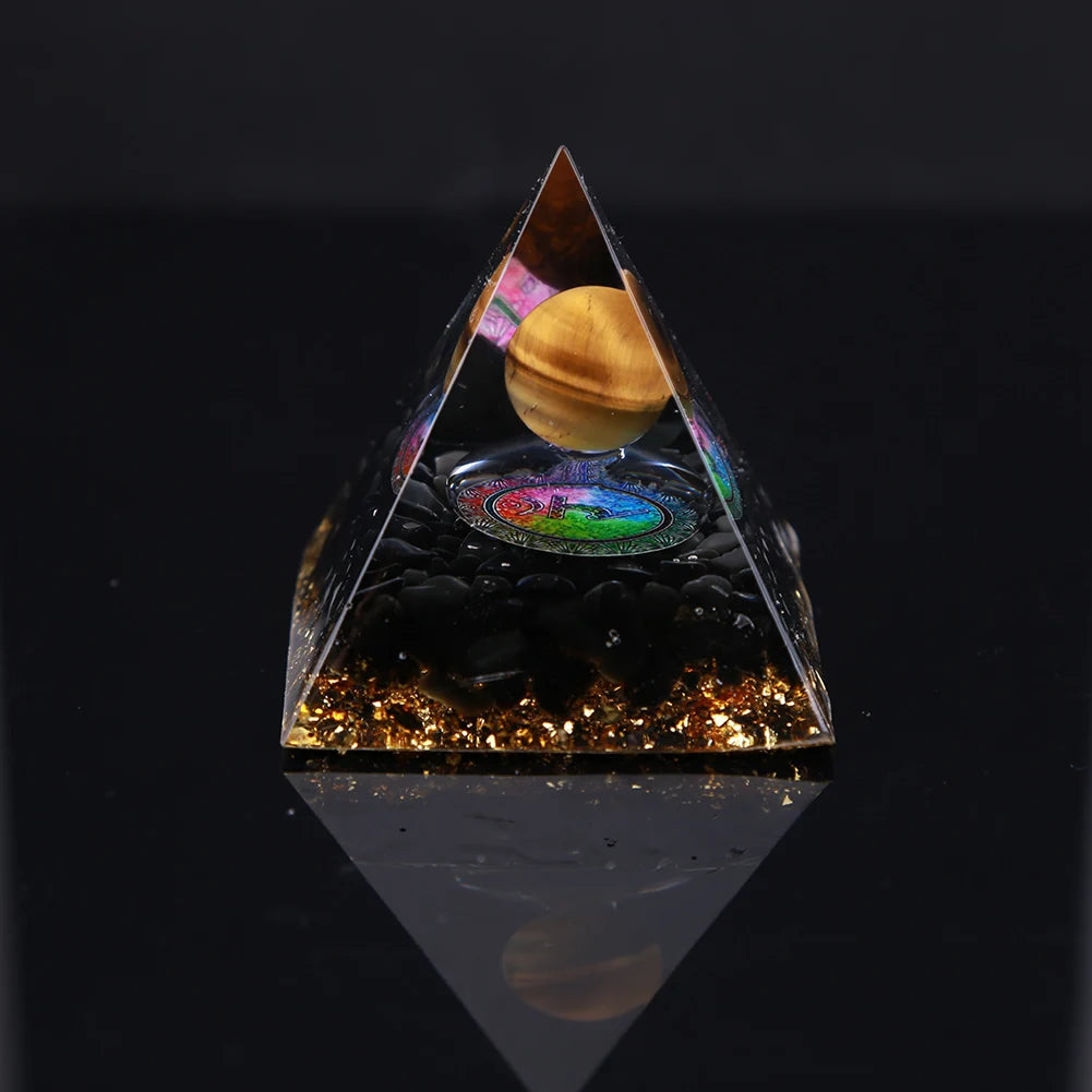 Pirámide de energía de orgonita con piedras preciosas naturales: sanación con cristales, herramienta para chakras, protección de cobre, antirradiación y CEM. El regalo espiritual perfecto.