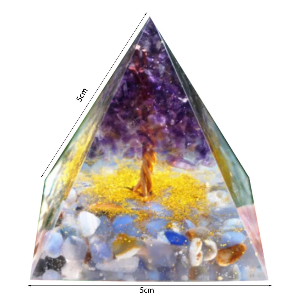Pirámide de energía de orgonita con piedras preciosas naturales: sanación con cristales, herramienta para chakras, protección de cobre, antirradiación y CEM. El regalo espiritual perfecto.