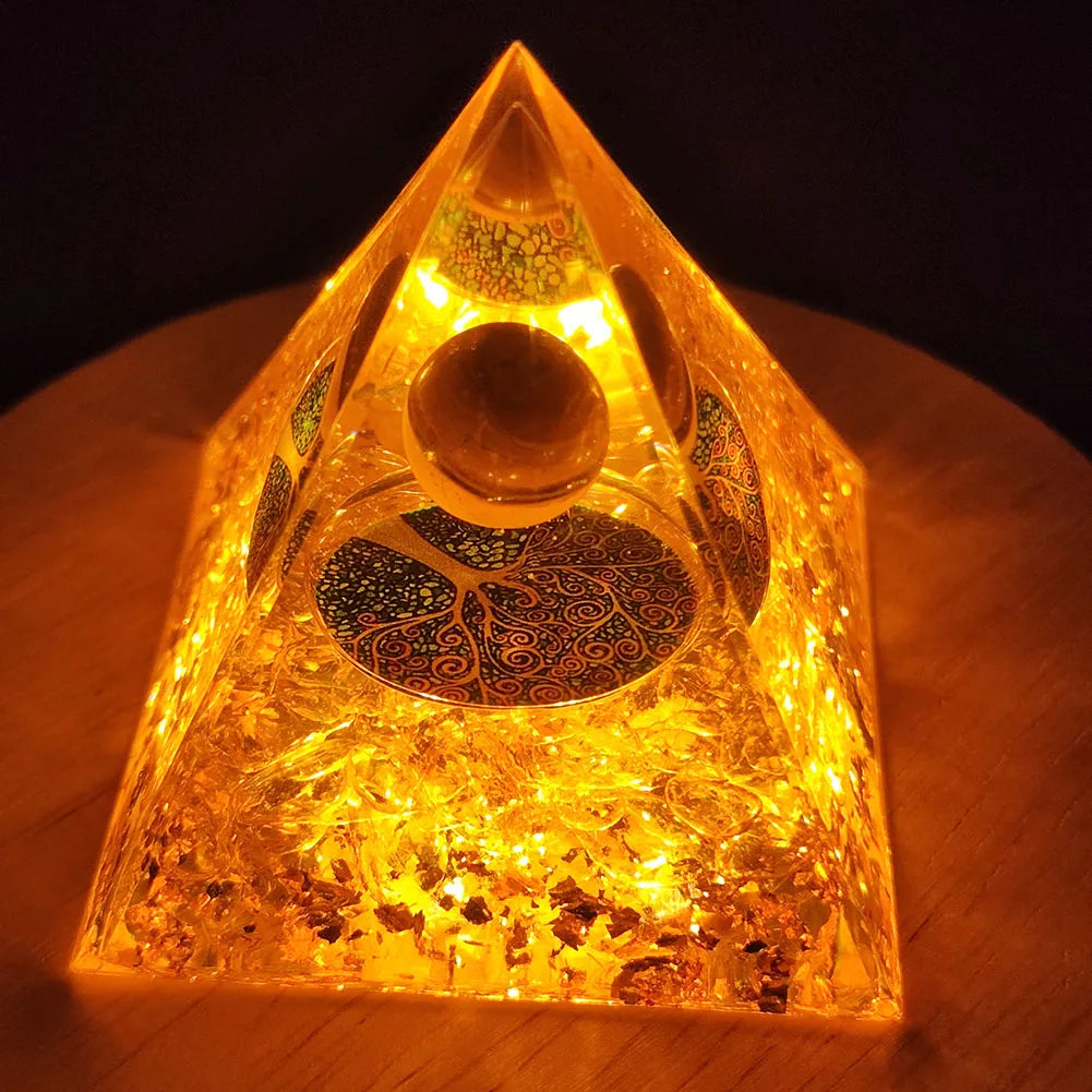 Pirámide de energía de orgonita con piedras preciosas naturales: sanación con cristales, herramienta para chakras, protección de cobre, antirradiación y CEM. El regalo espiritual perfecto.