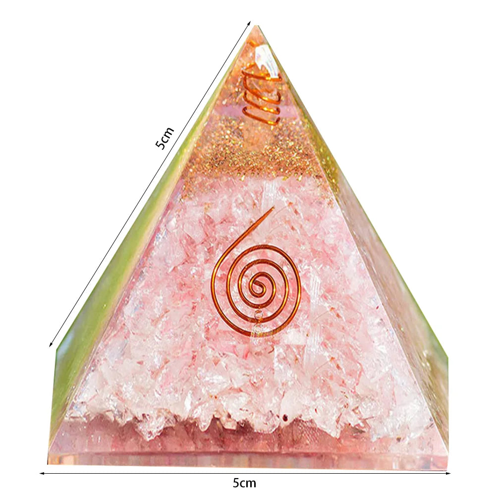Pirámide de energía de orgonita con piedras preciosas naturales: sanación con cristales, herramienta para chakras, protección de cobre, antirradiación y CEM. El regalo espiritual perfecto.