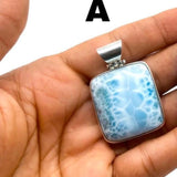 Larimar Square Pendant – AAA Dominican Larimar, 925 Sterling Silver