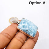 Larimar Square Pendant – AAA Dominican Larimar, 925 Sterling Silver