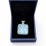 Larimar Square Pendant – AAA Dominican Larimar, 925 Sterling Silver