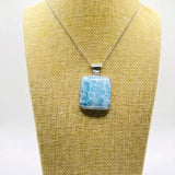Larimar Square Pendant – AAA Dominican Larimar, 925 Sterling Silver