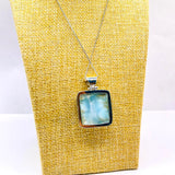 Larimar Square Pendant – AAA Dominican Larimar, 925 Sterling Silver
