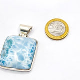 Larimar Square Pendant – AAA Dominican Larimar, 925 Sterling Silver