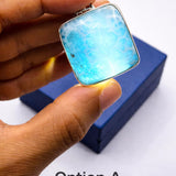 Larimar Square Pendant – AAA Dominican Larimar, 925 Sterling Silver