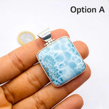 Larimar Square Pendant – AAA Dominican Larimar, 925 Sterling Silver