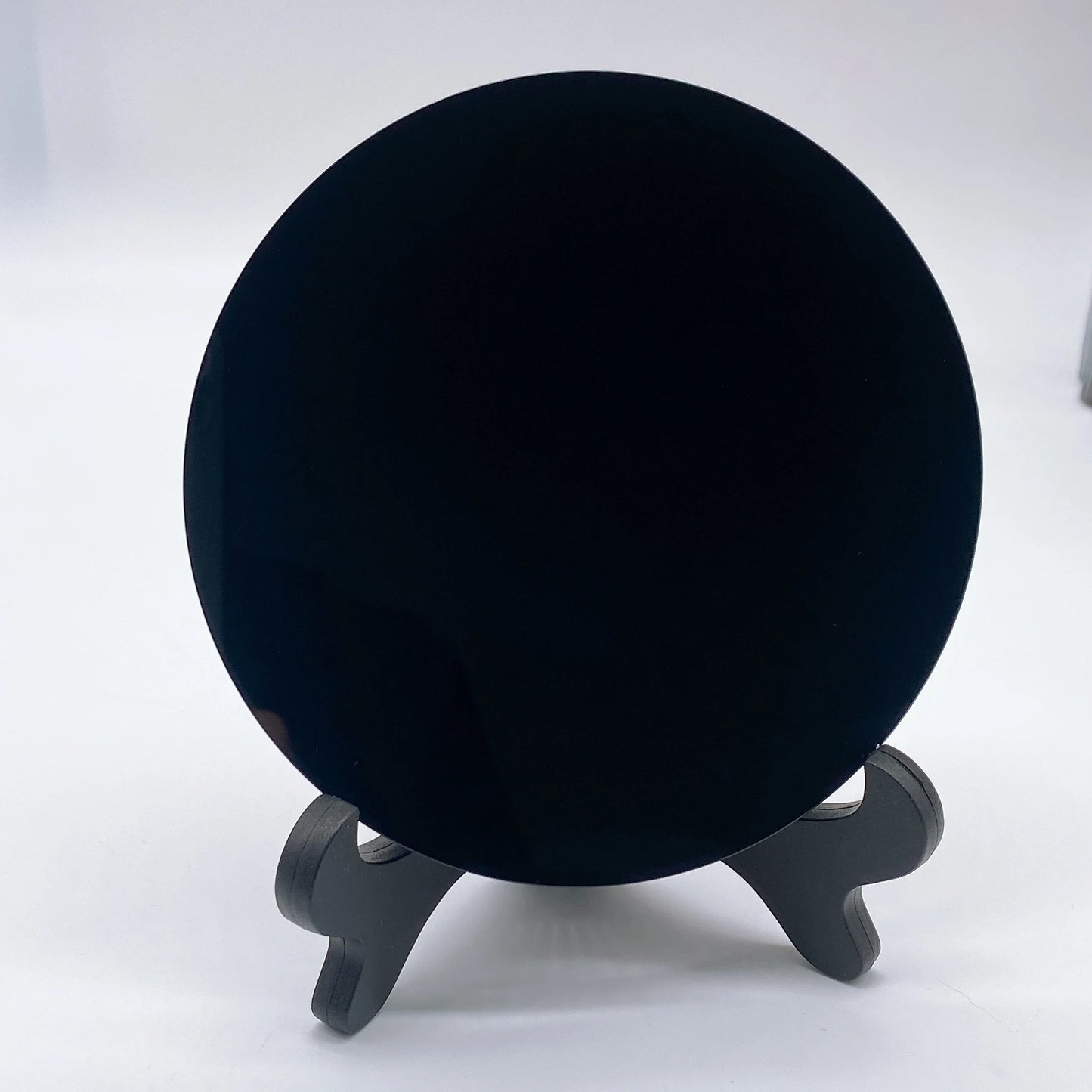 Natural Obsidian Mirror with Base – Spiritual Protection, Altar & Home Decor (40–120mm)