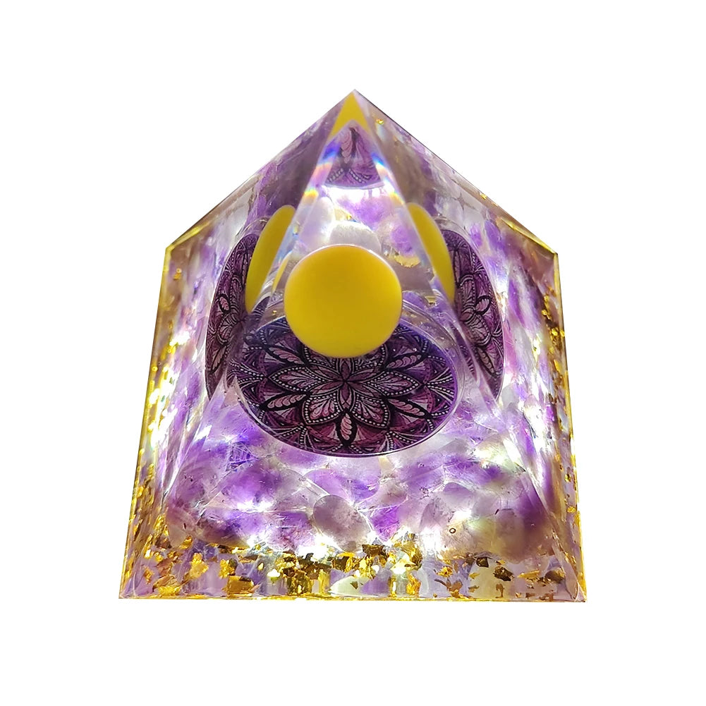 Pirámide de energía de orgonita con piedras preciosas naturales: sanación con cristales, herramienta para chakras, protección de cobre, antirradiación y CEM. El regalo espiritual perfecto.