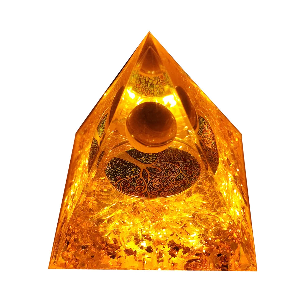 Pirámide de energía de orgonita con piedras preciosas naturales: sanación con cristales, herramienta para chakras, protección de cobre, antirradiación y CEM. El regalo espiritual perfecto.
