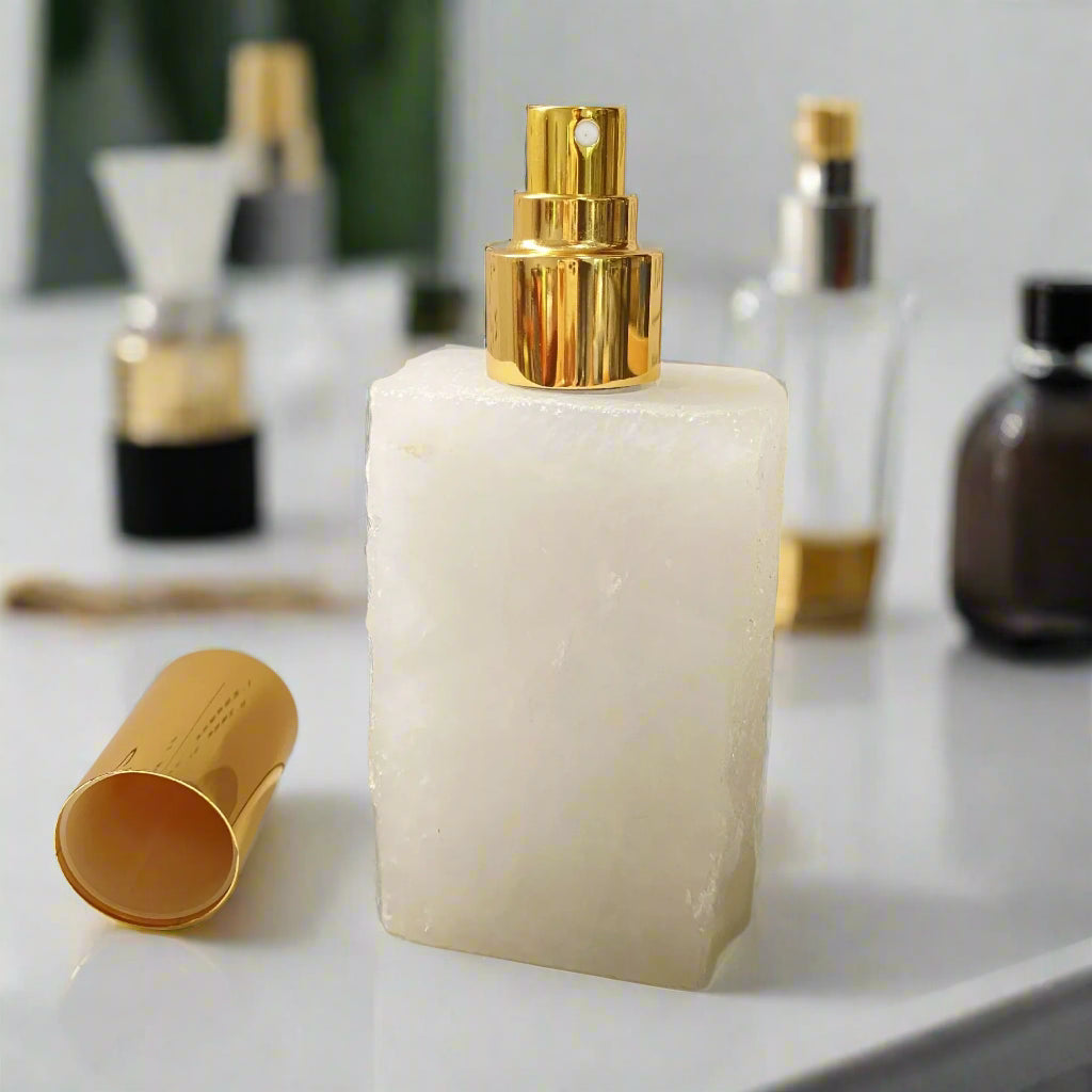 Frascos de spray de pedras preciosas de cristal natural – Dispensador de cristal natural feito à mão para óleos essenciais, tônicos e cuidados com a pele (10 ml e 30 ml)