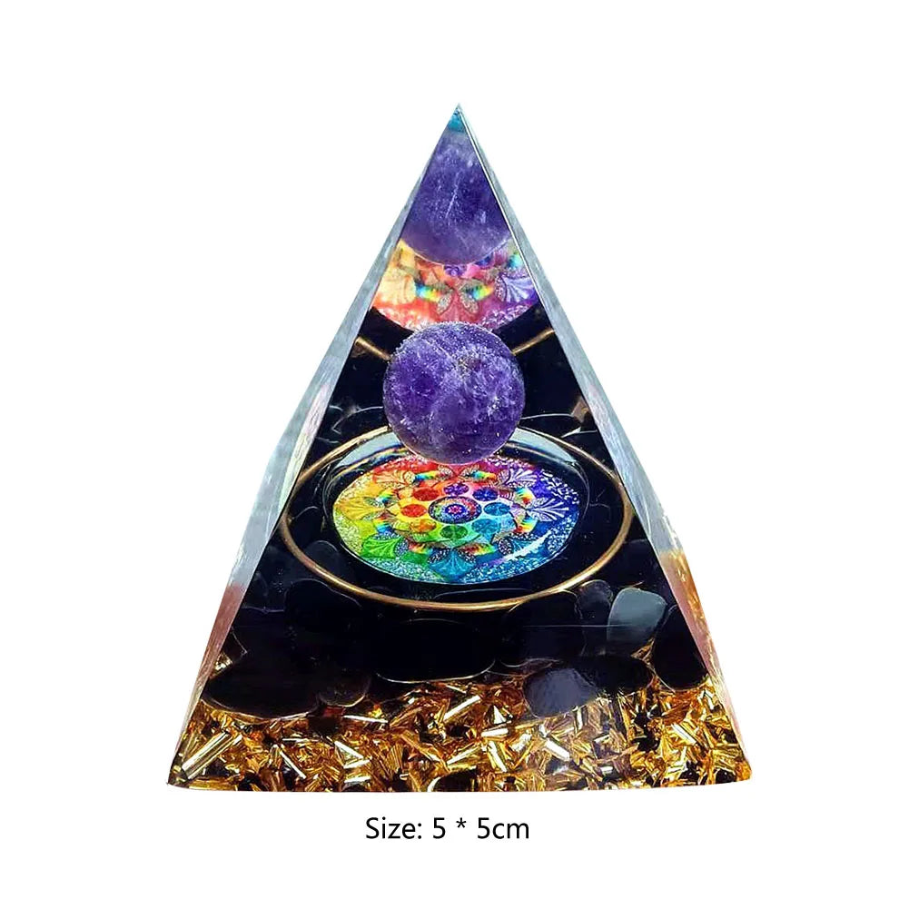 Pirámide de energía de orgonita con piedras preciosas naturales: sanación con cristales, herramienta para chakras, protección de cobre, antirradiación y CEM. El regalo espiritual perfecto.