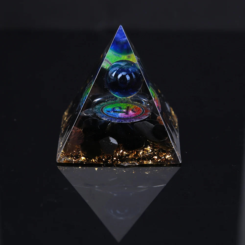 Pirámide de energía de orgonita con piedras preciosas naturales: sanación con cristales, herramienta para chakras, protección de cobre, antirradiación y CEM. El regalo espiritual perfecto.