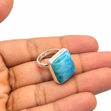Square Larimar Adjustable Ring