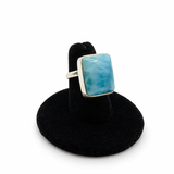 Square Larimar Adjustable Ring