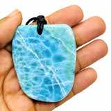 Larimar Slab Necklace for Men & Women, AAA Dominican Larimar Stone with Natural Fissures