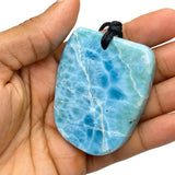 Larimar Slab Necklace for Men & Women, AAA Dominican Larimar Stone with Natural Fissures
