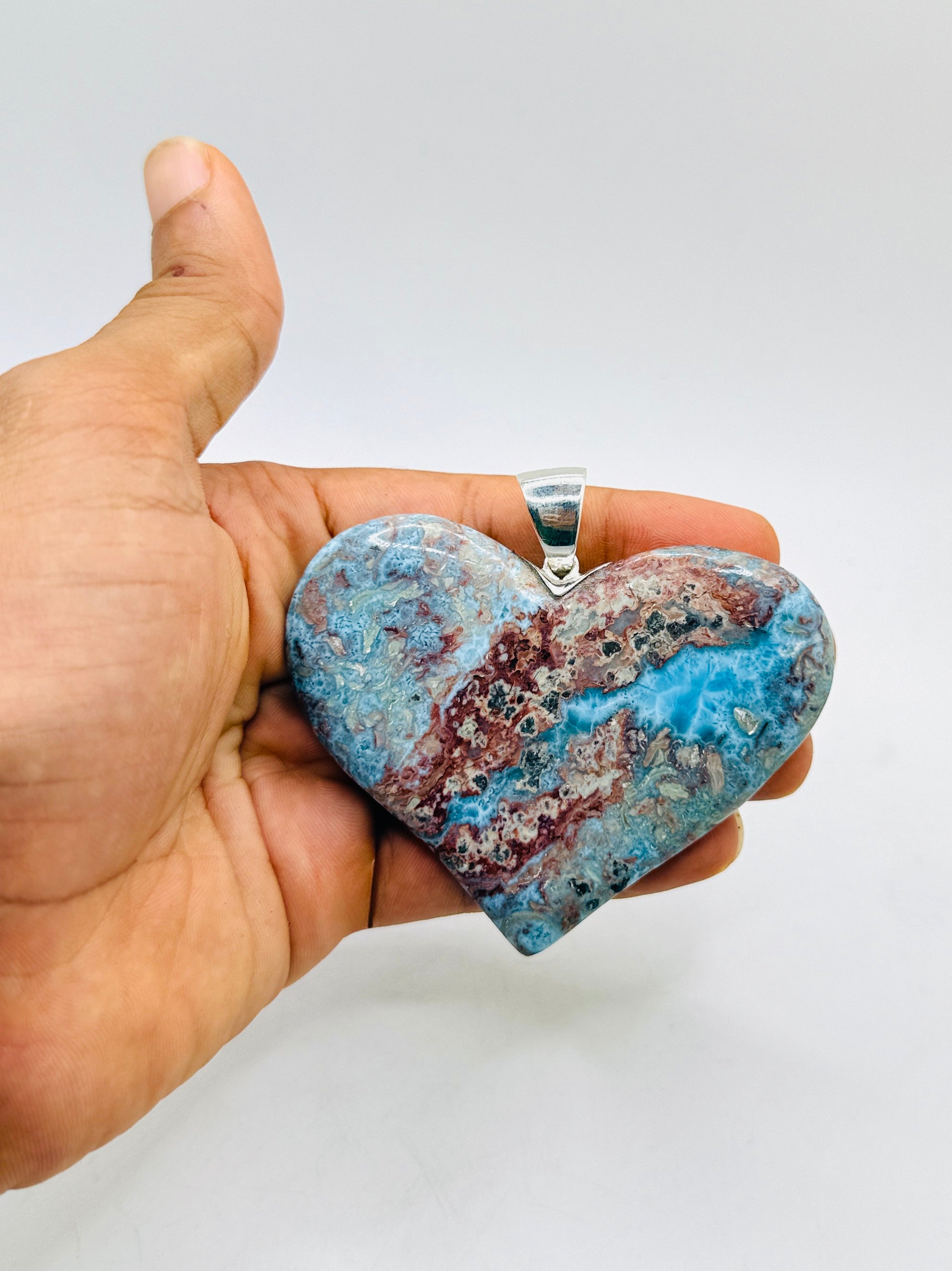 A Red Larimar stone Heart Pendant Necklace