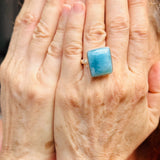 Square Larimar Adjustable Ring