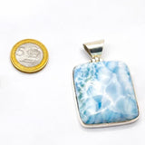 Larimar Square Pendant, 925 Sterling Silver Dominican Blue Stone for Men & Women