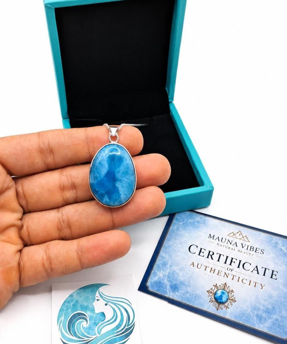 Super Blue Larimar Pendant in 925 Sterling Silver