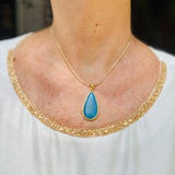 Collector grade Dominican Larimar pendant in gold, additional view, for everyday wear, Mauna Vibes