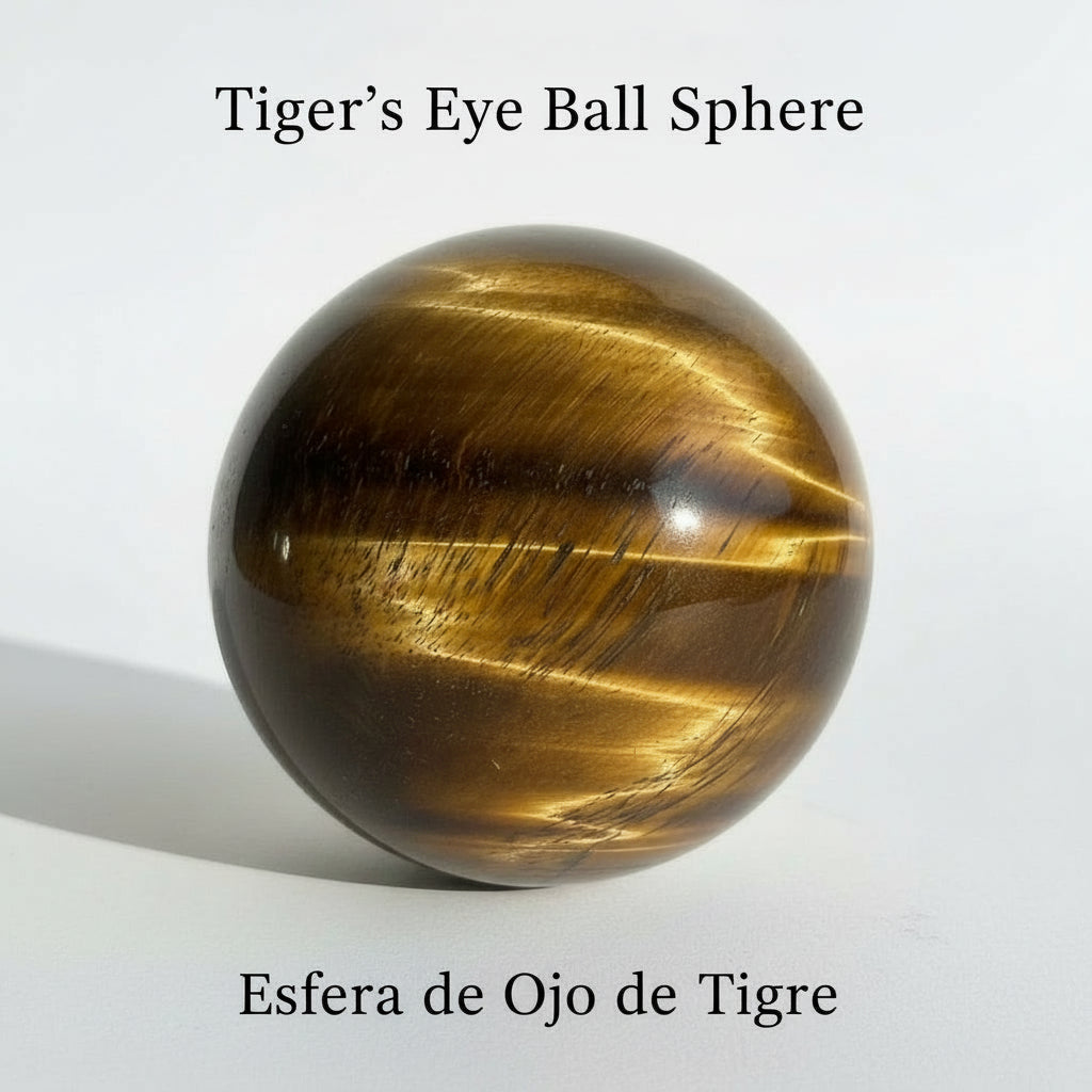 tigers eye sphere floating with a white bg
