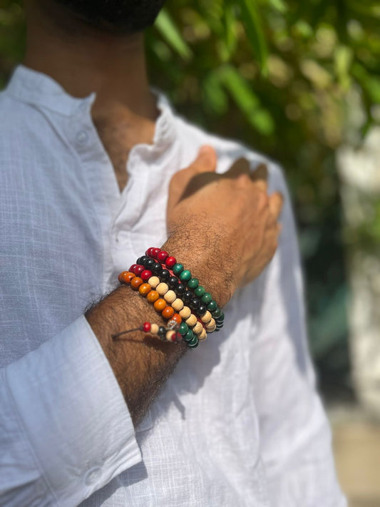 "108 Bead Sandalwood Malas: Natural Wood Bracelets for Protection, Healing, and Clarity | Black, Red, Green & More"