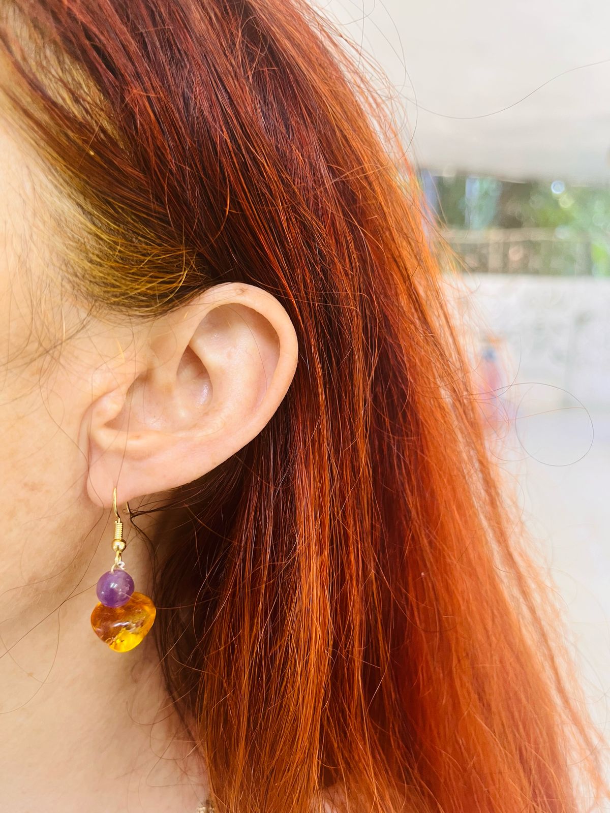 Conjunto de colar, pulseira e brincos de âmbar e ametista para mulheres, âmbar dominicano genuíno de alta qualidade e ametista brasileira - joias de alta qualidade