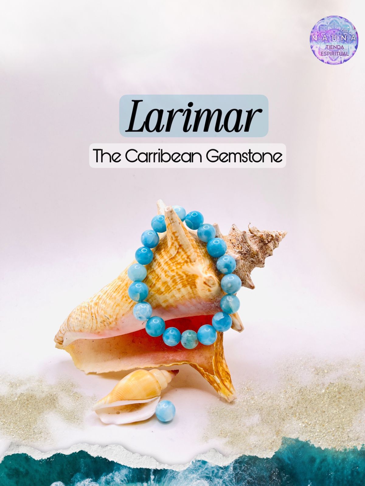 Genuine Larimar Bracelet – 8mm-9mm Beads from Dominican Republic