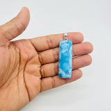 Larimar Rectangle Pendant 925 Silver | Dominican Blue Gemstone Necklace Jewelry Gift