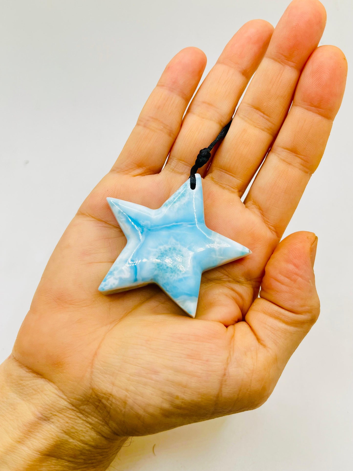 Larimar Star Pendant Necklace for Men & Women- Genuine Blue Dominican Stone Jewelry Gift