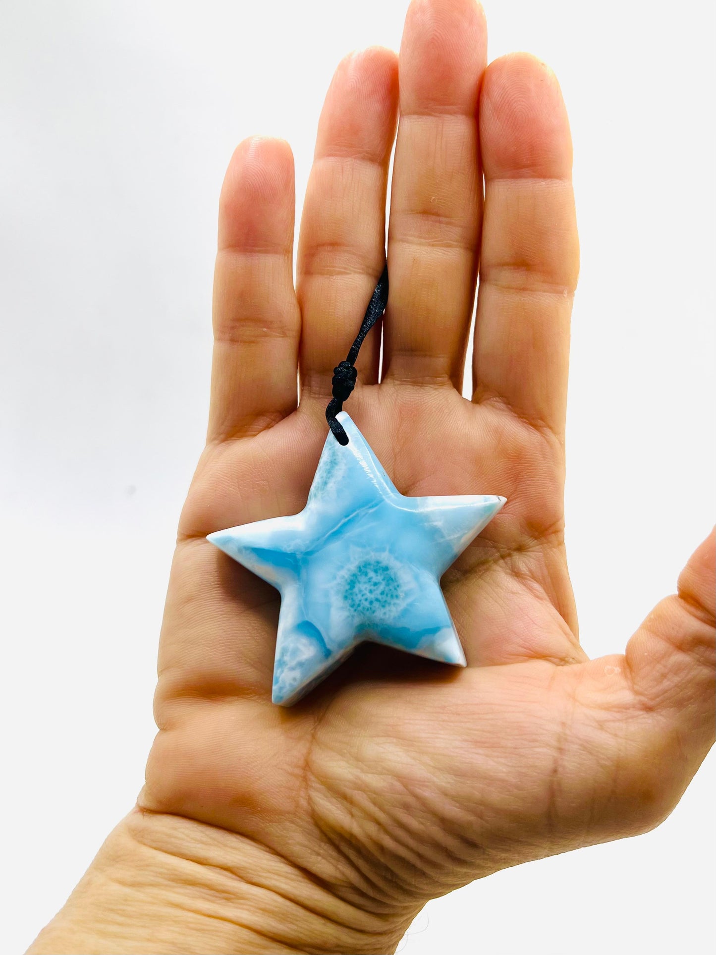 Larimar Star Pendant Necklace for Men & Women- Genuine Blue Dominican Stone Jewelry Gift