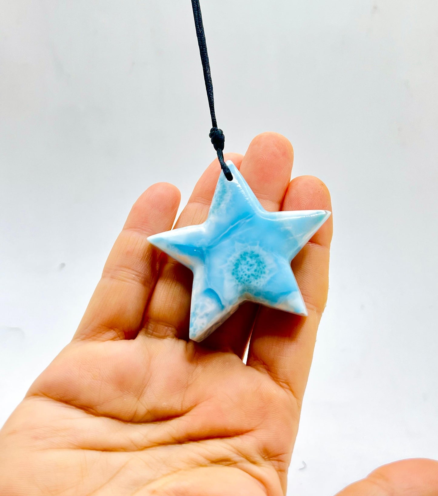 Larimar Star Pendant Necklace for Men & Women- Genuine Blue Dominican Stone Jewelry Gift