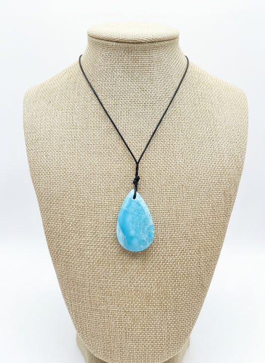 Collar de larimar en forma de lágrima, regalo para hombres y mujeres