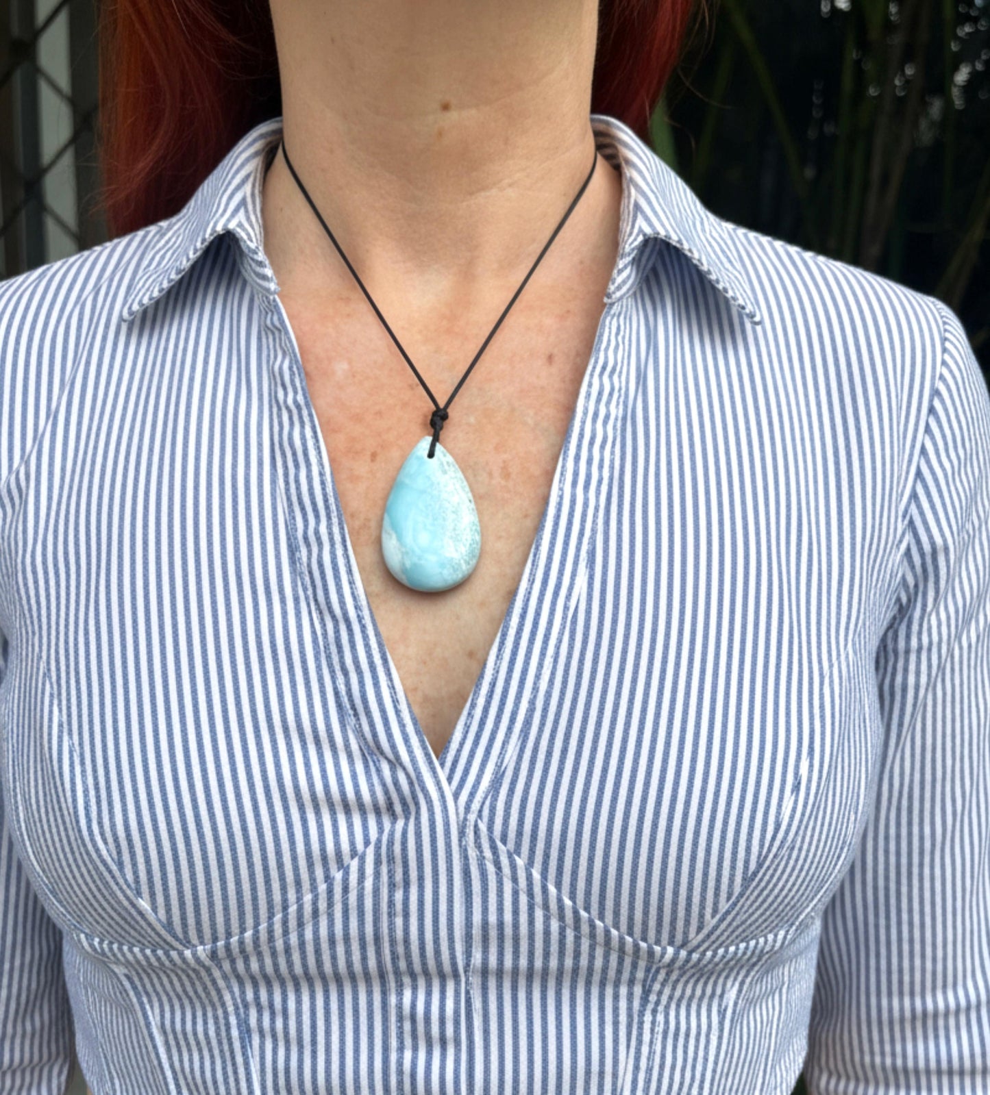 Larimar Teardrop Necklace Gift for Men & Women