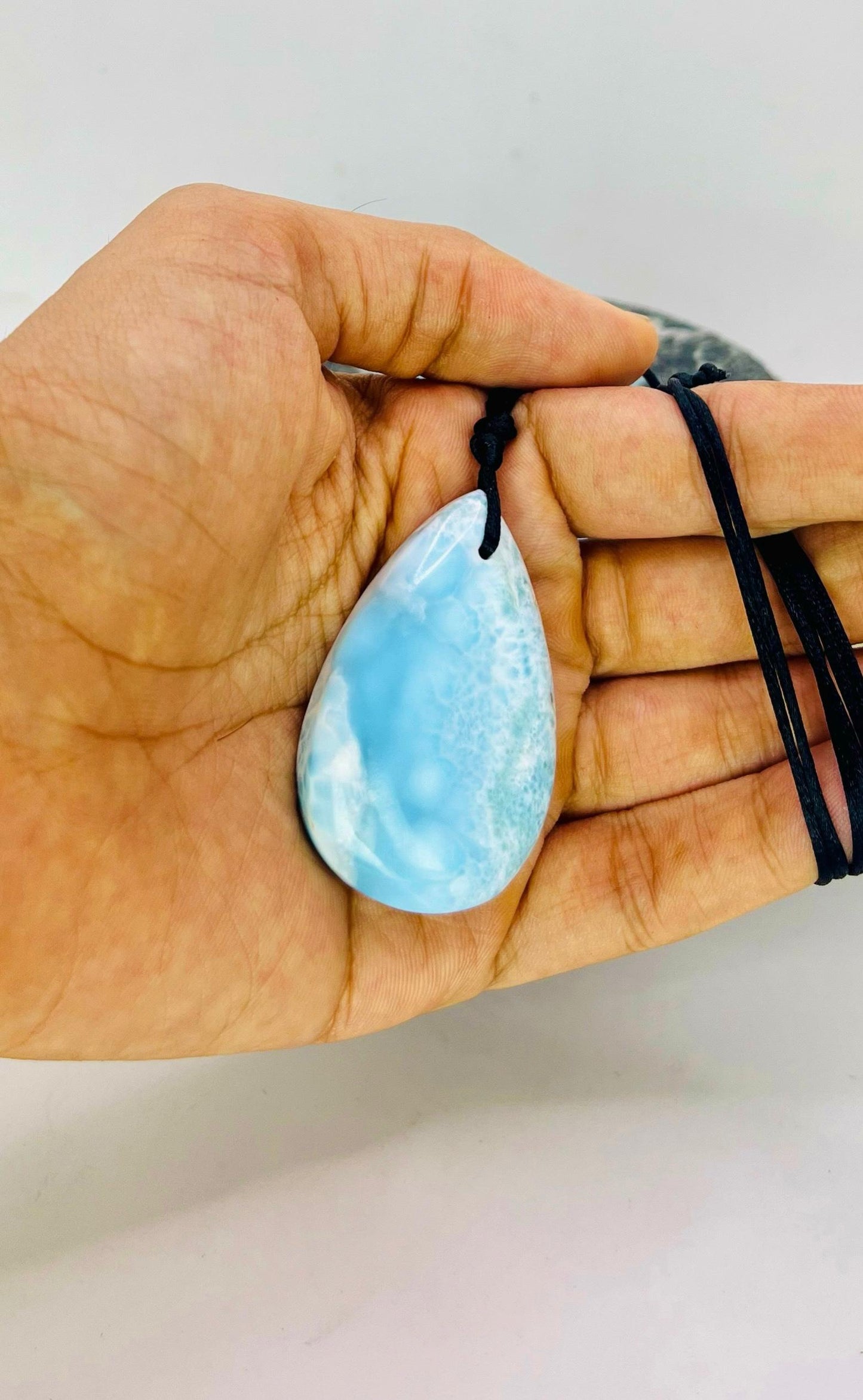 Larimar Teardrop Necklace Gift for Men & Women
