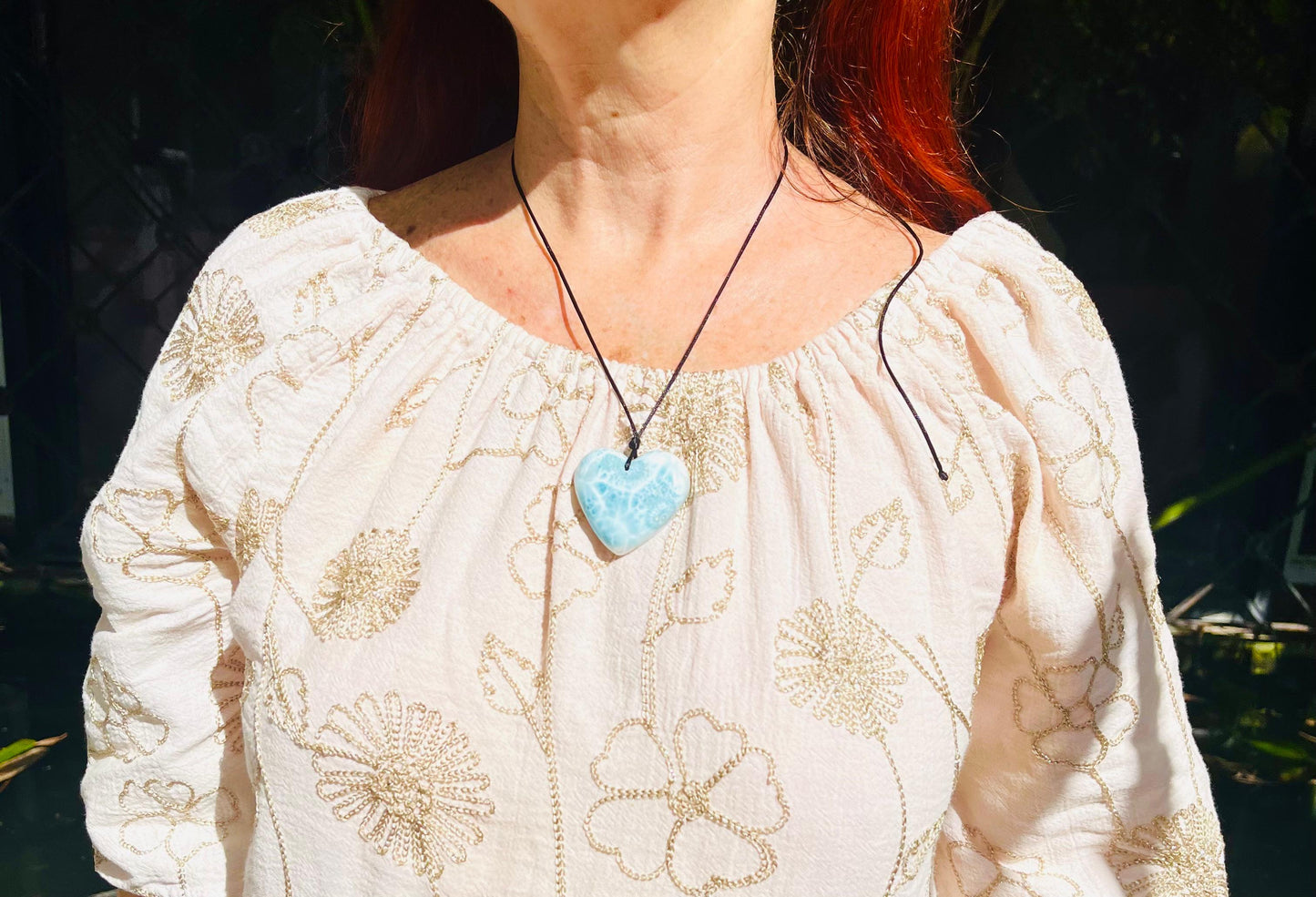 Larimar Heart Necklace for Women – Crystal Heart Gift