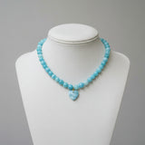 Larimar Choker Necklace With Heart • Genuine Larimar Beads 8–9mm • Exclusive Gift for Women